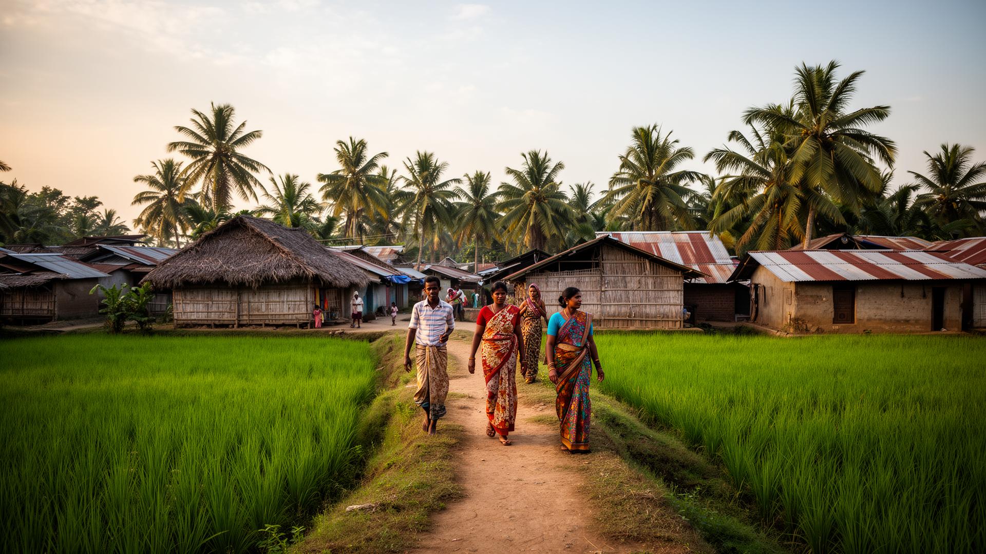Volunteers in a Bangladeshi village